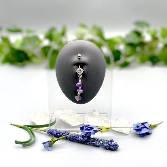SOULFUL NATURE Amethyst Belly Button Ring - Picture 1 of 8